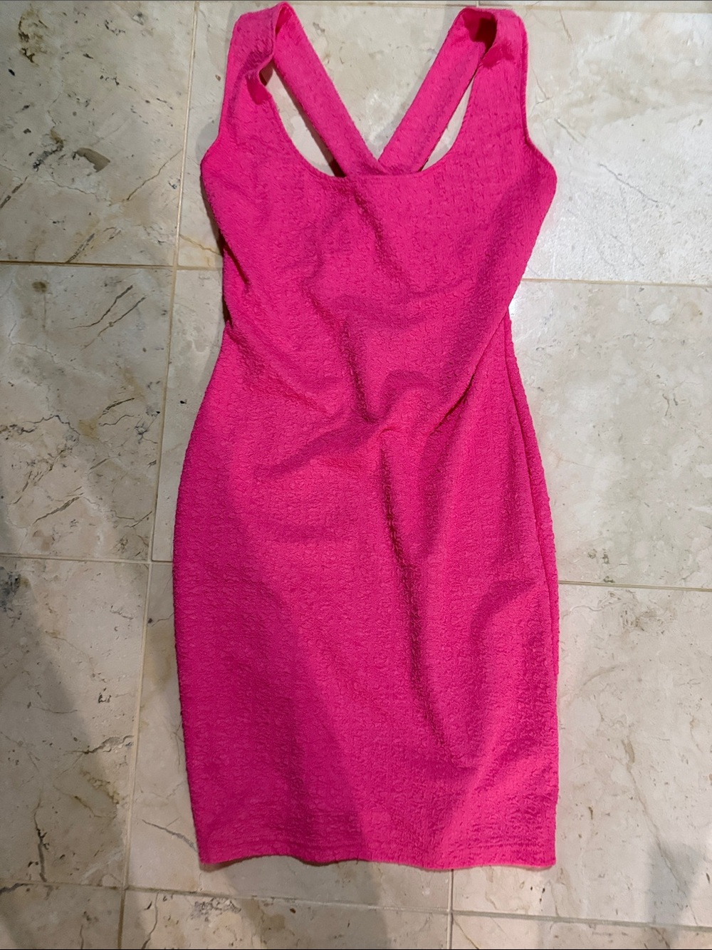 Sleeveless Pink Textured Bodycon Dress - Women